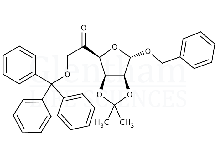 Structure for Benzyl 2,3-O-isopropylidene-6-O-trityl-5-keto-α-D-mannofuranose