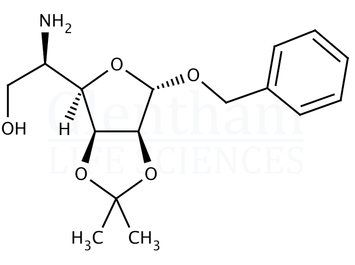 Benzyl 5-amino-5-deoxy-2,3-O-isopropyl-α-D-mannofuranoside Structure