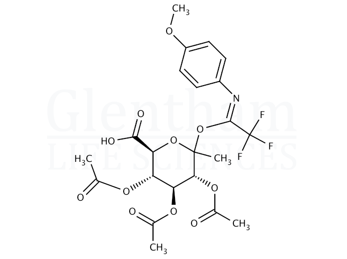 Methyl 2,3,4-triacetyl-D-glucopyranosiduronyl 1-(N-4-methoxyphenyl)-2,2,2-trifluoroacetimidate Structure