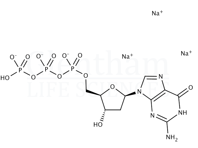Structure for 2''-Deoxyguanosine-5''-triphosphate trisodium salt (dGTP) (93919-41-6)