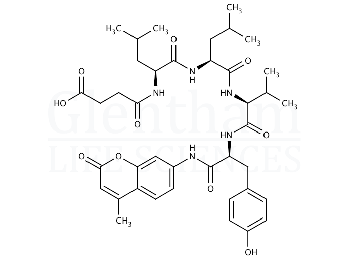 N-Succinyl-Leu-Leu-Val-Tyr-7-Amido-4-Methylcoumarin Structure