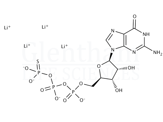 Structure for Guanosine 5''-[gamma-thio]triphosphate tetralithium salt