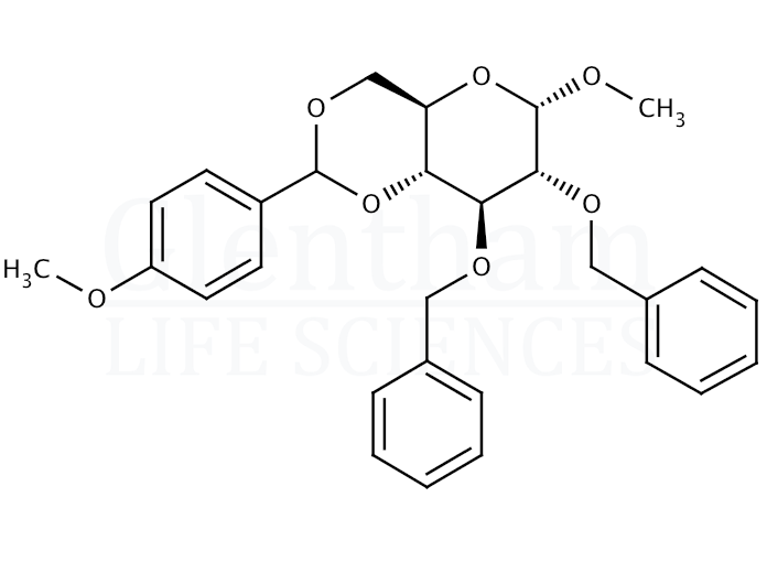 Structure for Methyl 2,3-di-O-benzyl-4,6-O-(4-methoxybenzylidene)-a-D-glucopyranoside