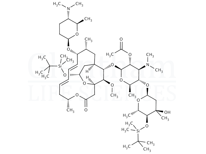 2''-O-Acetyl-4''''-O-tert-butyldimethylsilylspiramycin I 3,18-(O-tert-Butyldimethylsilyl)acetal Structure