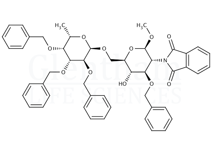 Structure for Methyl 3-O-benzyl-6-O-(2,3,4-tri-O-benzyl-a-L-fucopyranosyl)-2-deoxy-2-phthalimido-b-D-glucopyranoside