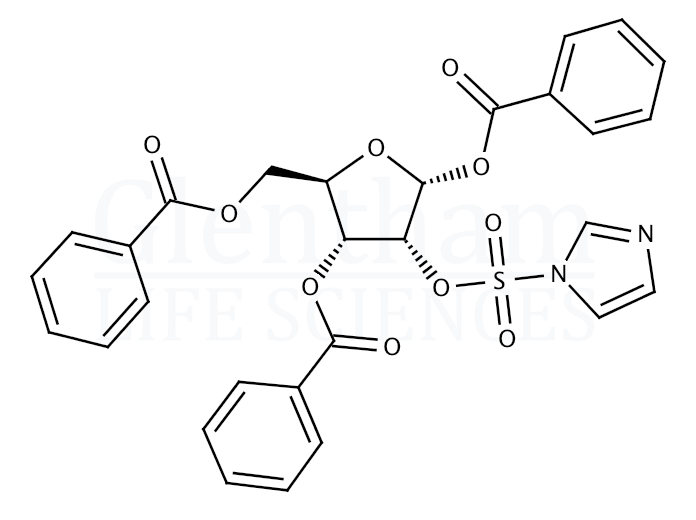 1,3,5-Tri-O-benzoyl-2-O-(1''-imidazoylsulfonyl)-a-D-ribofuranose Structure