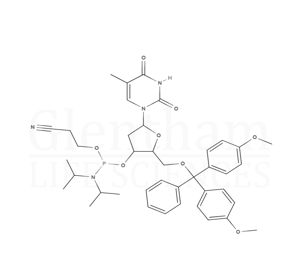 Structure for 5''-O-DMT-thymidine 3''-CE phosphoramidite