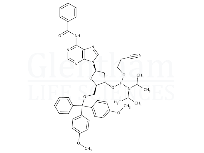 Strcuture for N6-Benzoyl-2''-deoxy-5''-O-DMT-adenosine 3''-CE phosphoramidite