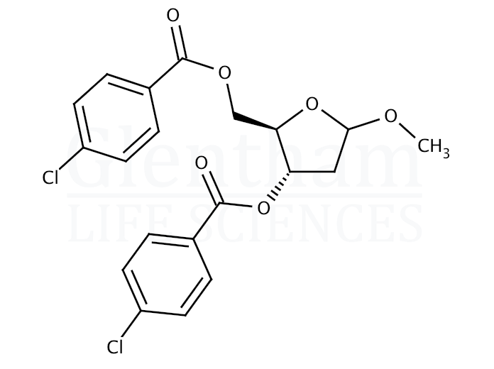Methyl 3,5-di-O-(p-chlorobenzoyl)-2-deoxy-D-ribofuranoside Structure